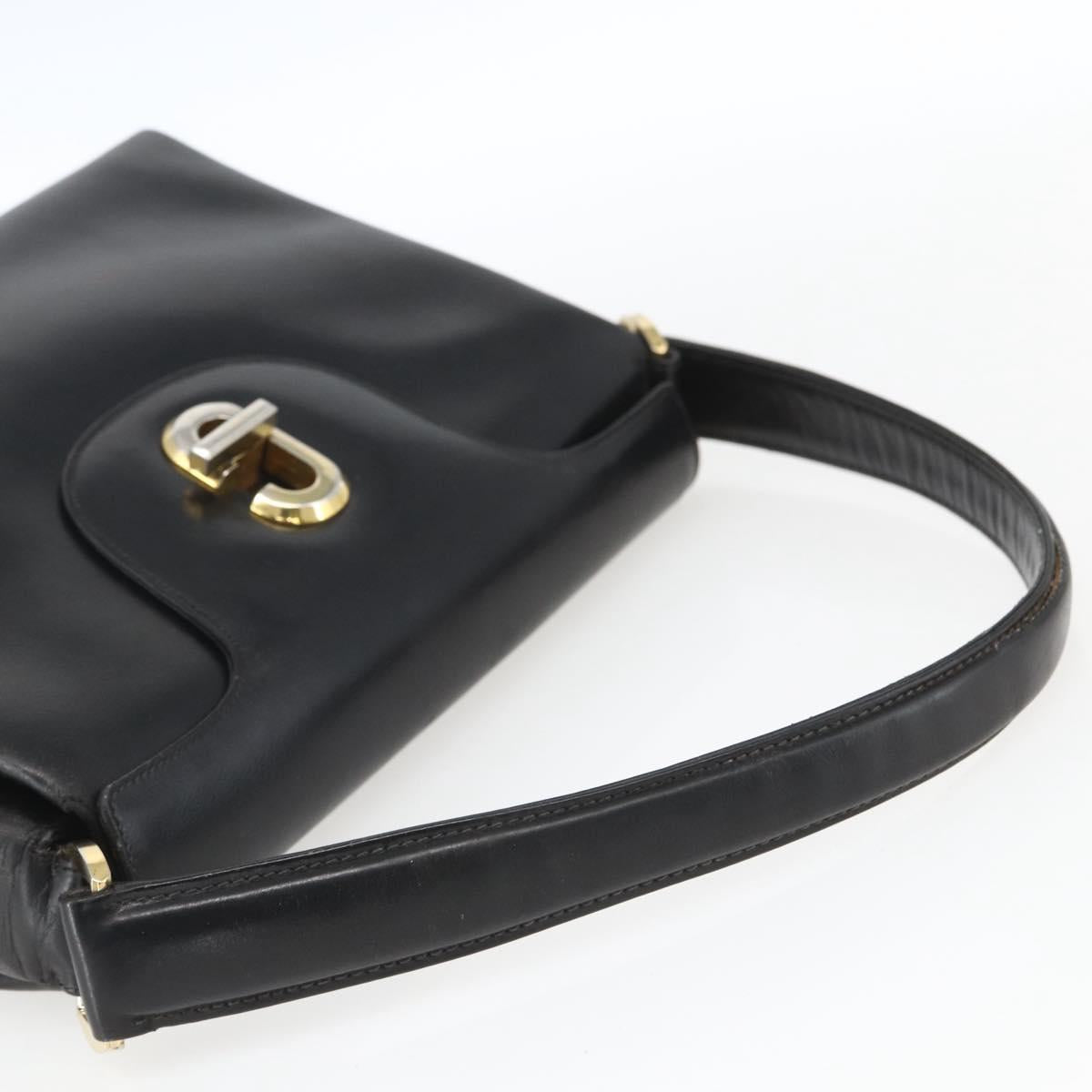 GUCCI Hand Bag Leather Black gold 406 000 1080 Auth mr1883