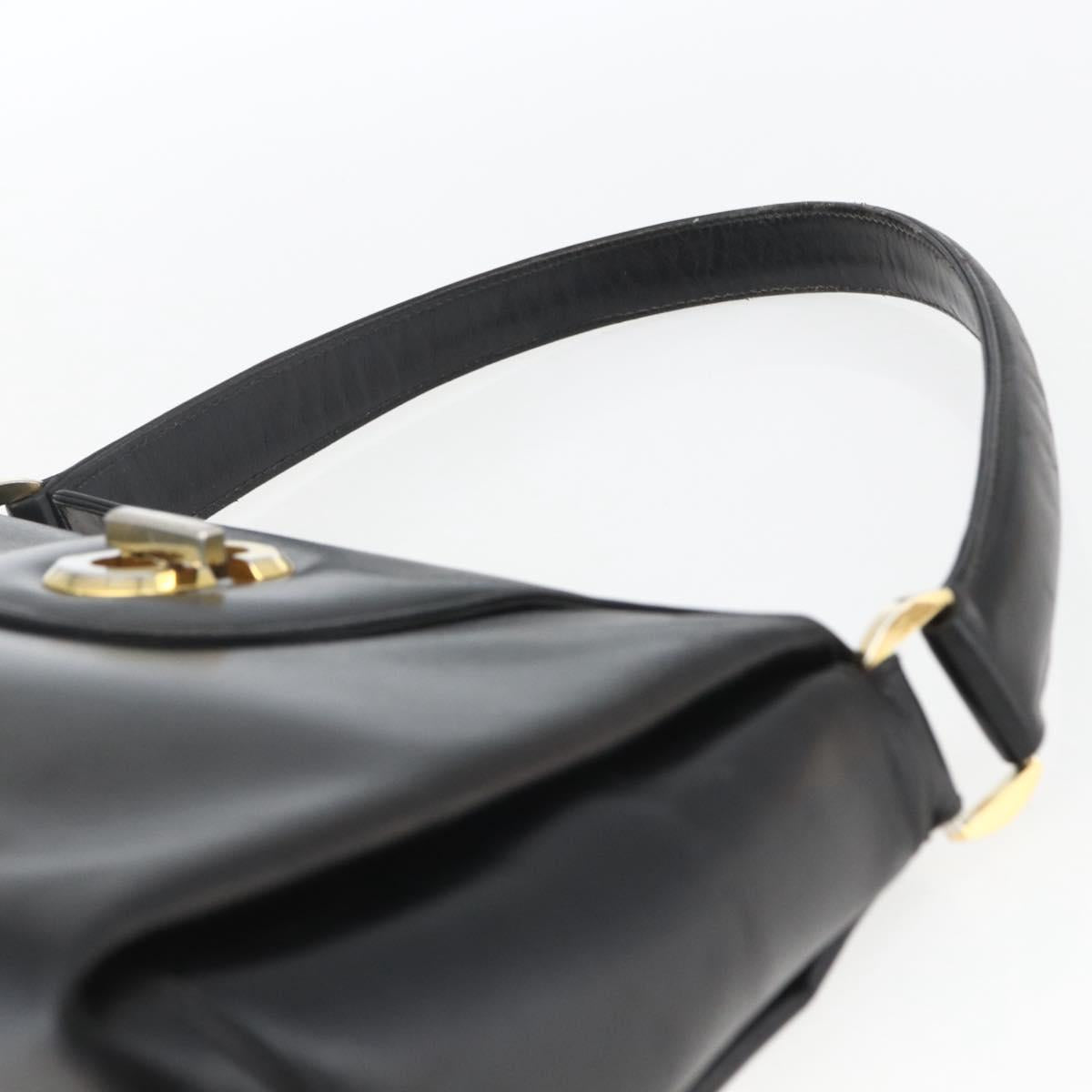GUCCI Hand Bag Leather Black gold 406 000 1080 Auth mr1883