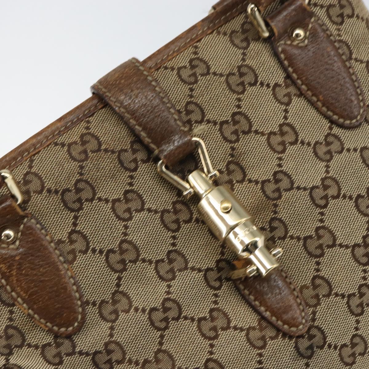 GUCCI GG Canvas Jackie Hand Bag Beige Gold 145817 Auth mr1884