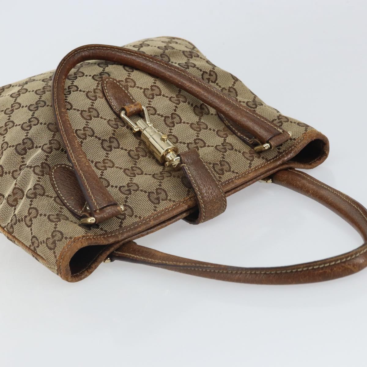GUCCI GG Canvas Jackie Hand Bag Beige Gold 145817 Auth mr1884