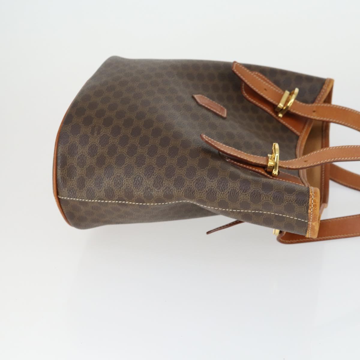 CELINE Macadam Canvas Shoulder Bag PVC Leather 3 Set Brown Beige Auth mr1885