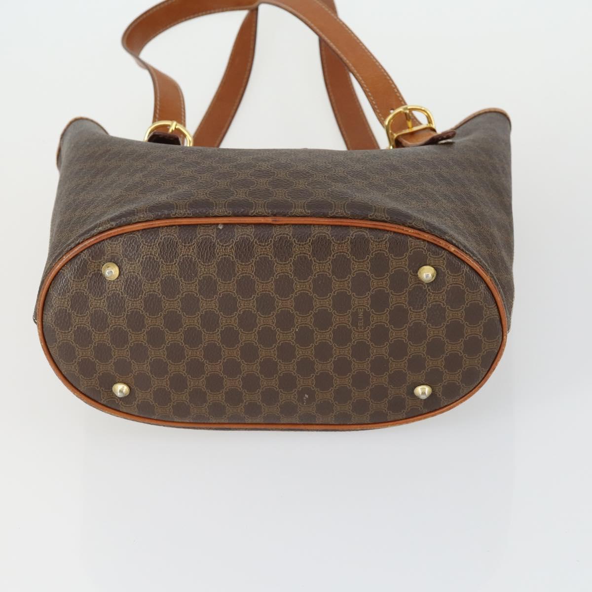 CELINE Macadam Canvas Shoulder Bag PVC Leather 3 Set Brown Beige Auth mr1885
