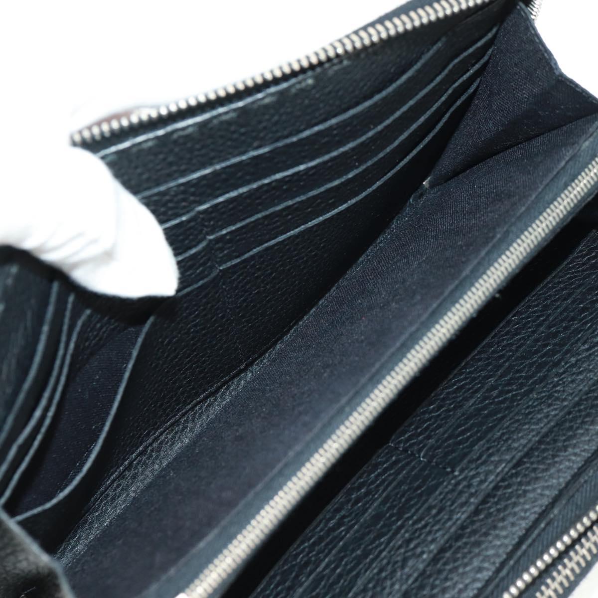 FENDI Selleria Double Zip Organizer Wallet Leather Black Silver Auth mr1886V