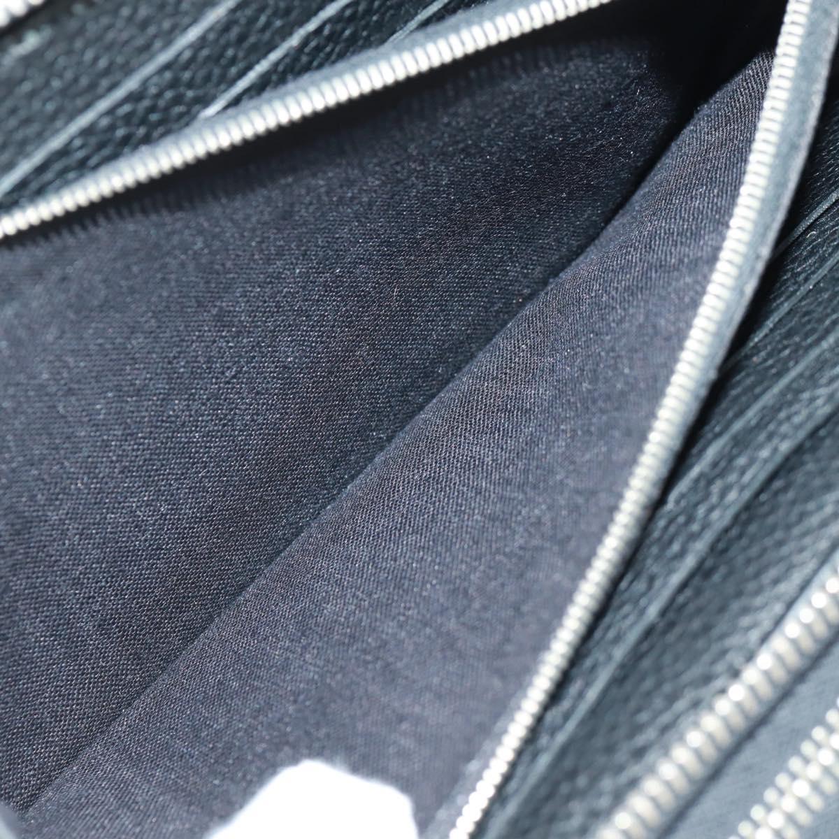 FENDI Selleria Double Zip Organizer Wallet Leather Black Silver Auth mr1886V