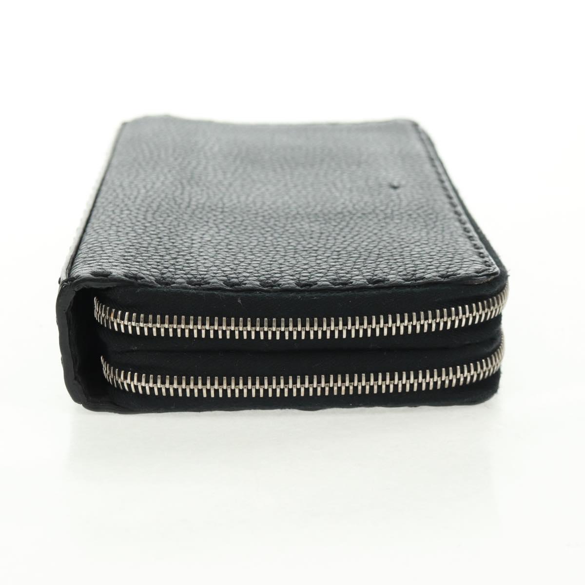 FENDI Selleria Double Zip Organizer Wallet Leather Black Silver Auth mr1886V