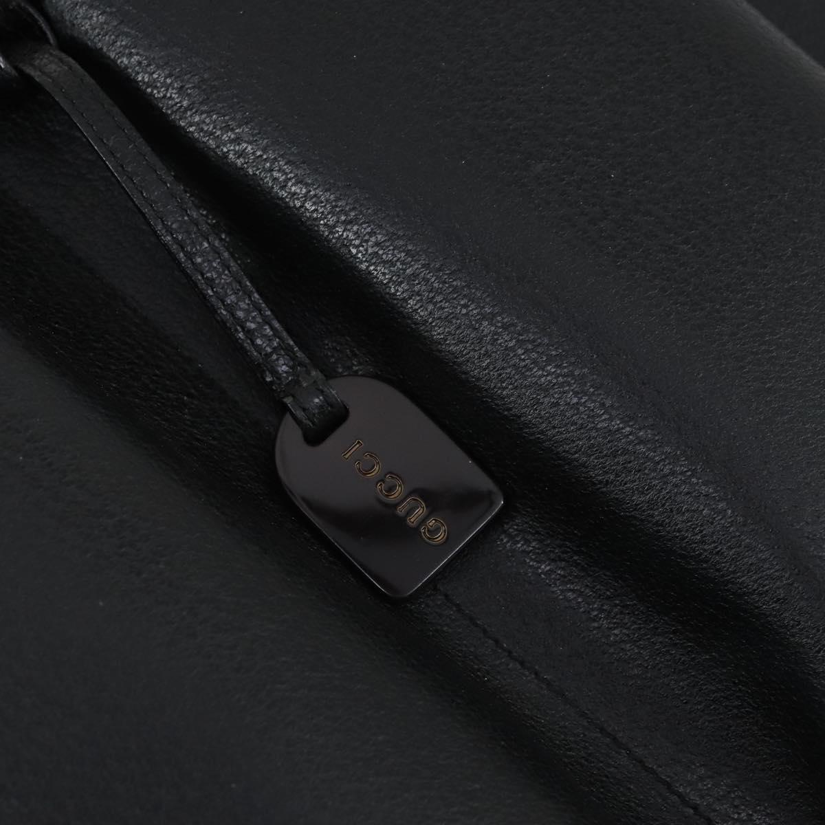 GUCCI Hand Bag Leather Black Silver 002 1118 0462 Auth mr1888