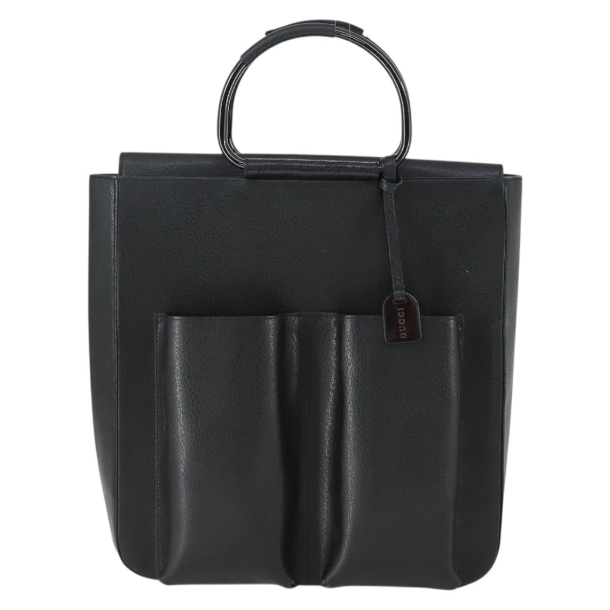 GUCCI Hand Bag Leather Black Silver 002 1118 0462 Auth mr1888