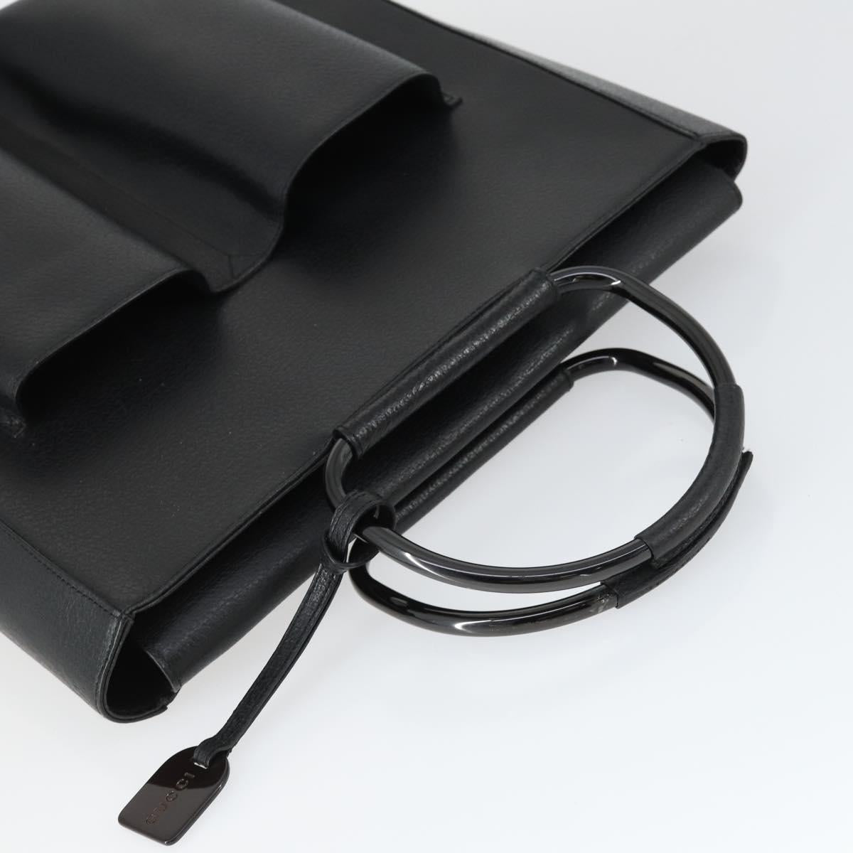 GUCCI Hand Bag Leather Black Silver 002 1118 0462 Auth mr1888