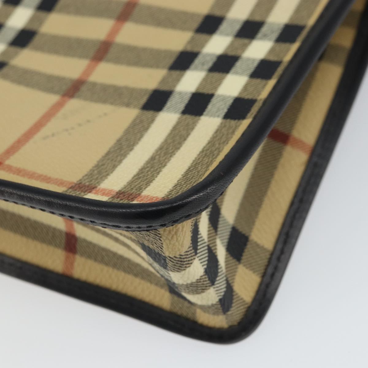 Burberrys Nova Check Clutch Bag PVC Beige Auth mr1890