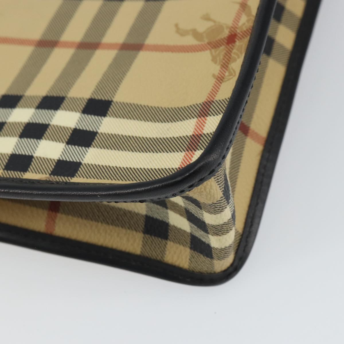 Burberrys Nova Check Clutch Bag PVC Beige Auth mr1890