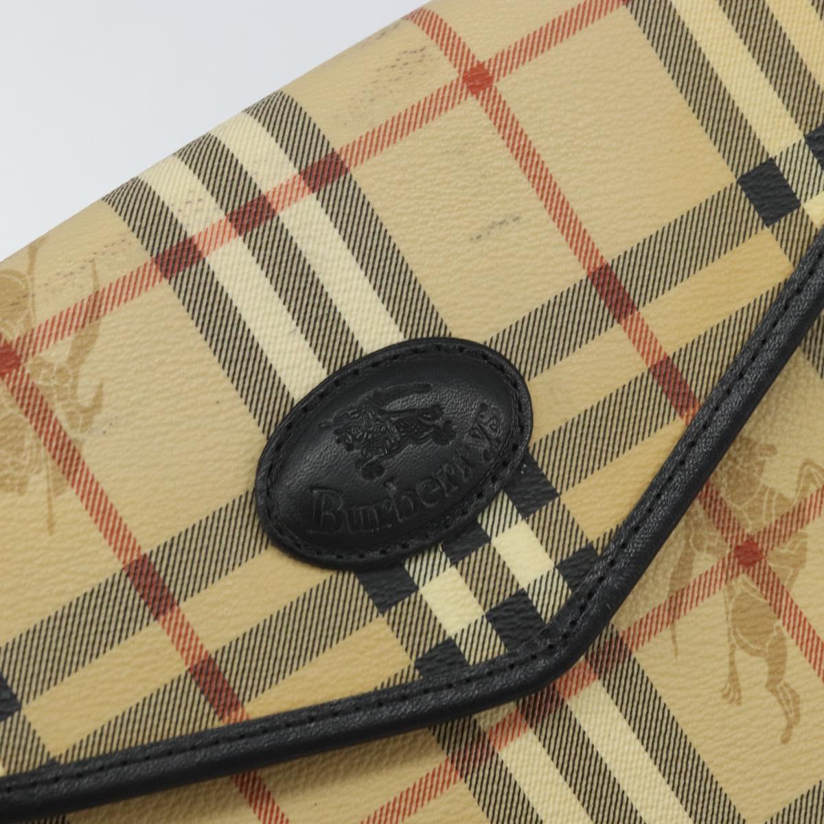 Burberrys Nova Check Clutch Bag PVC Beige Auth mr1890