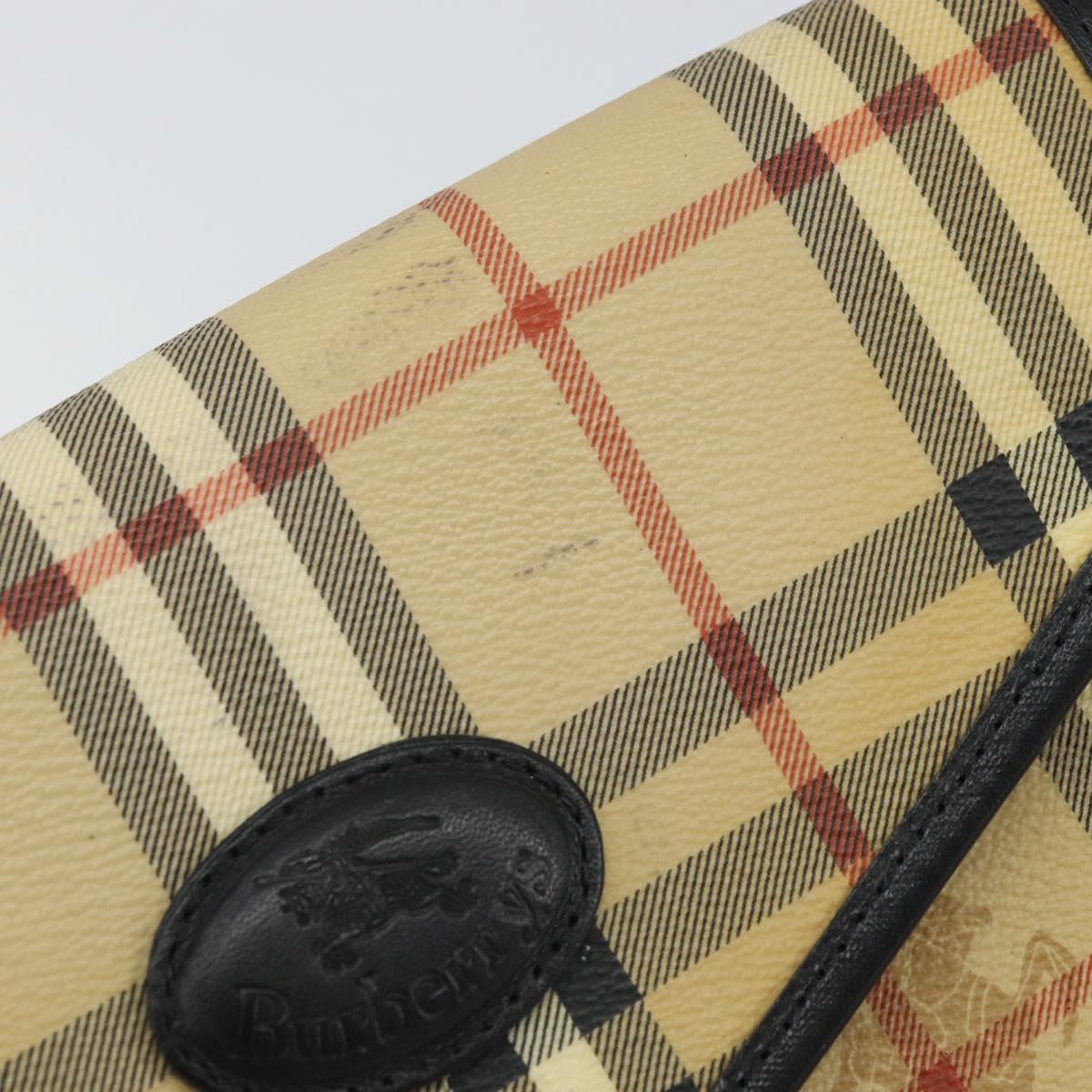 Burberrys Nova Check Clutch Bag PVC Beige Auth mr1890