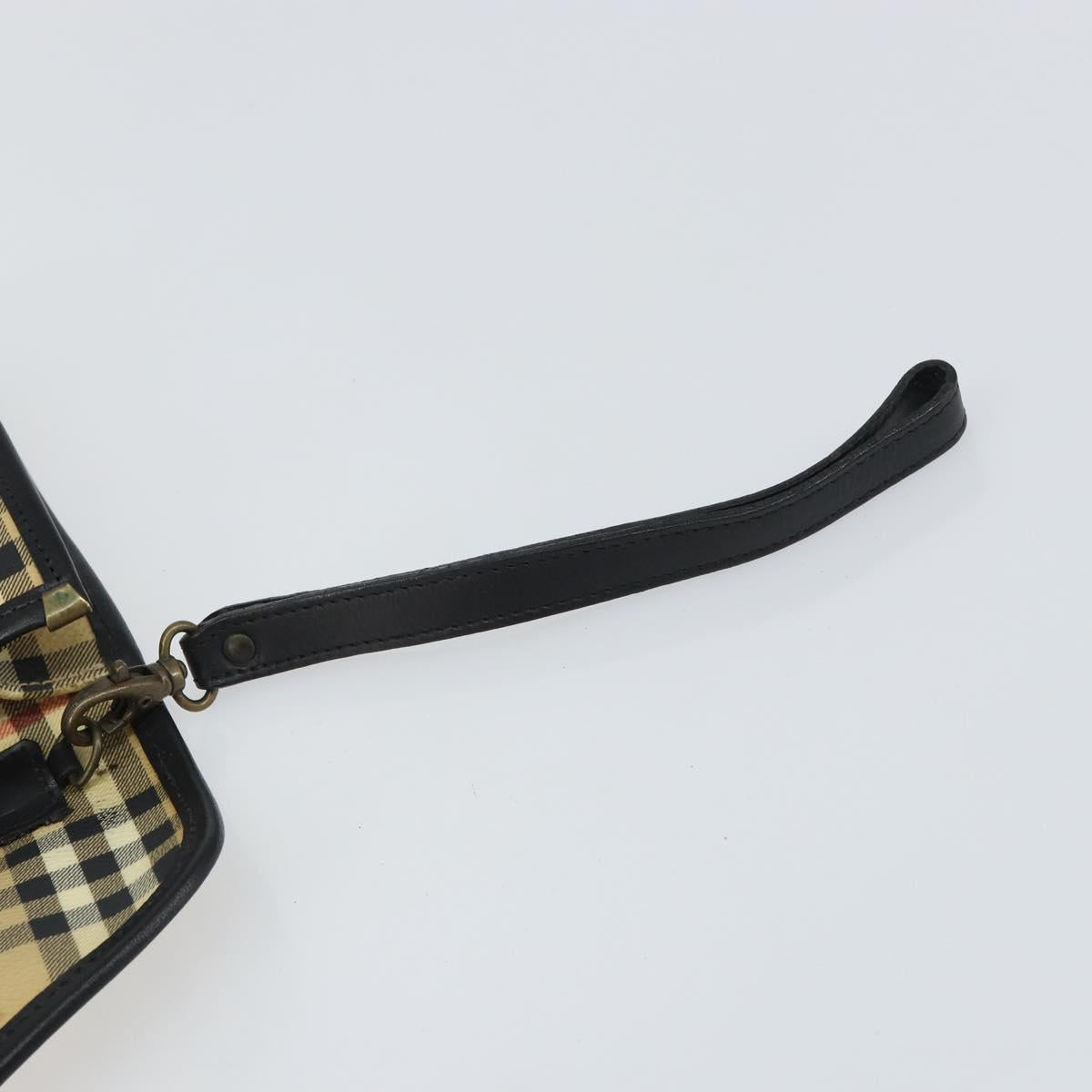 Burberrys Nova Check Clutch Bag PVC Beige Auth mr1890