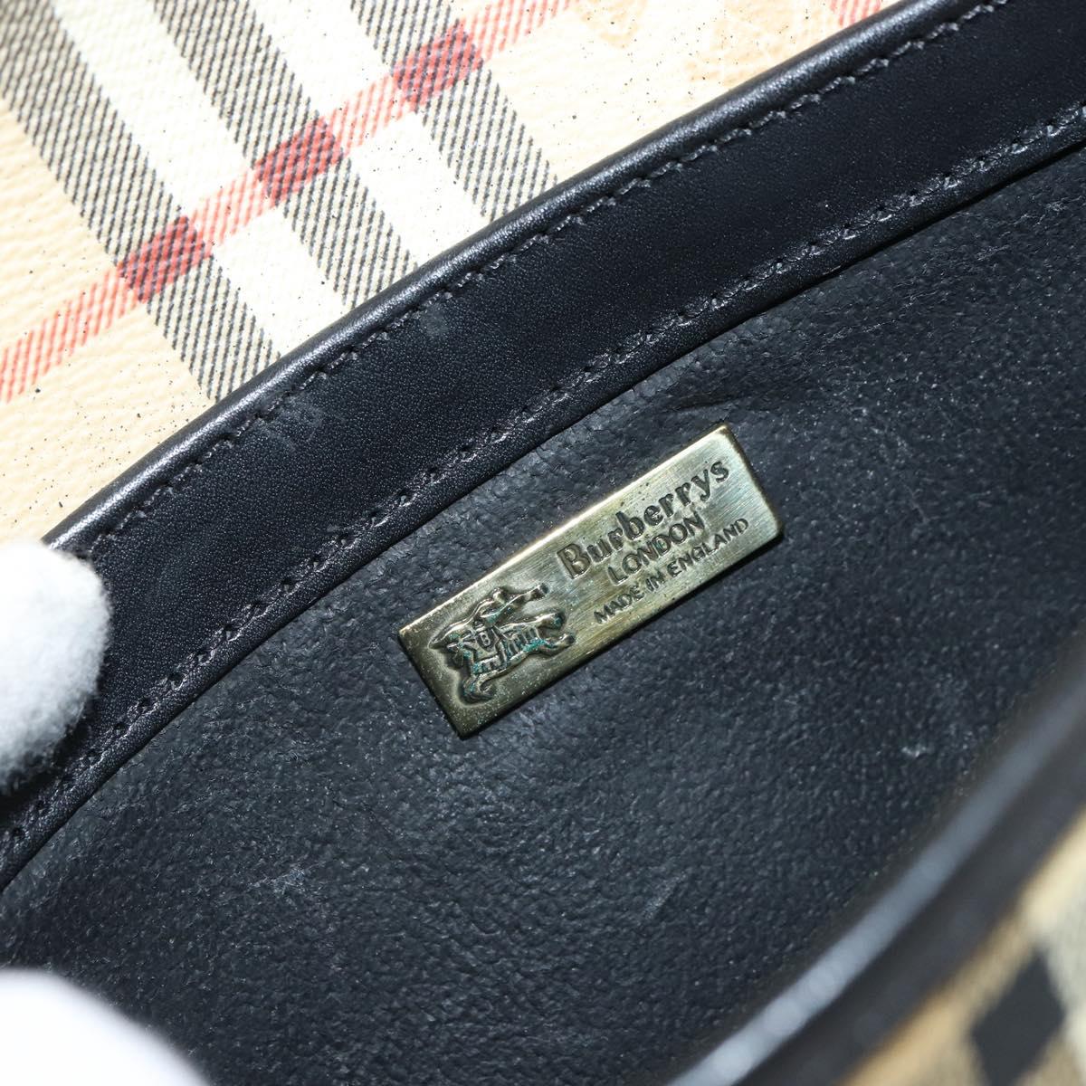 Burberrys Nova Check Clutch Bag PVC Beige Auth mr1890