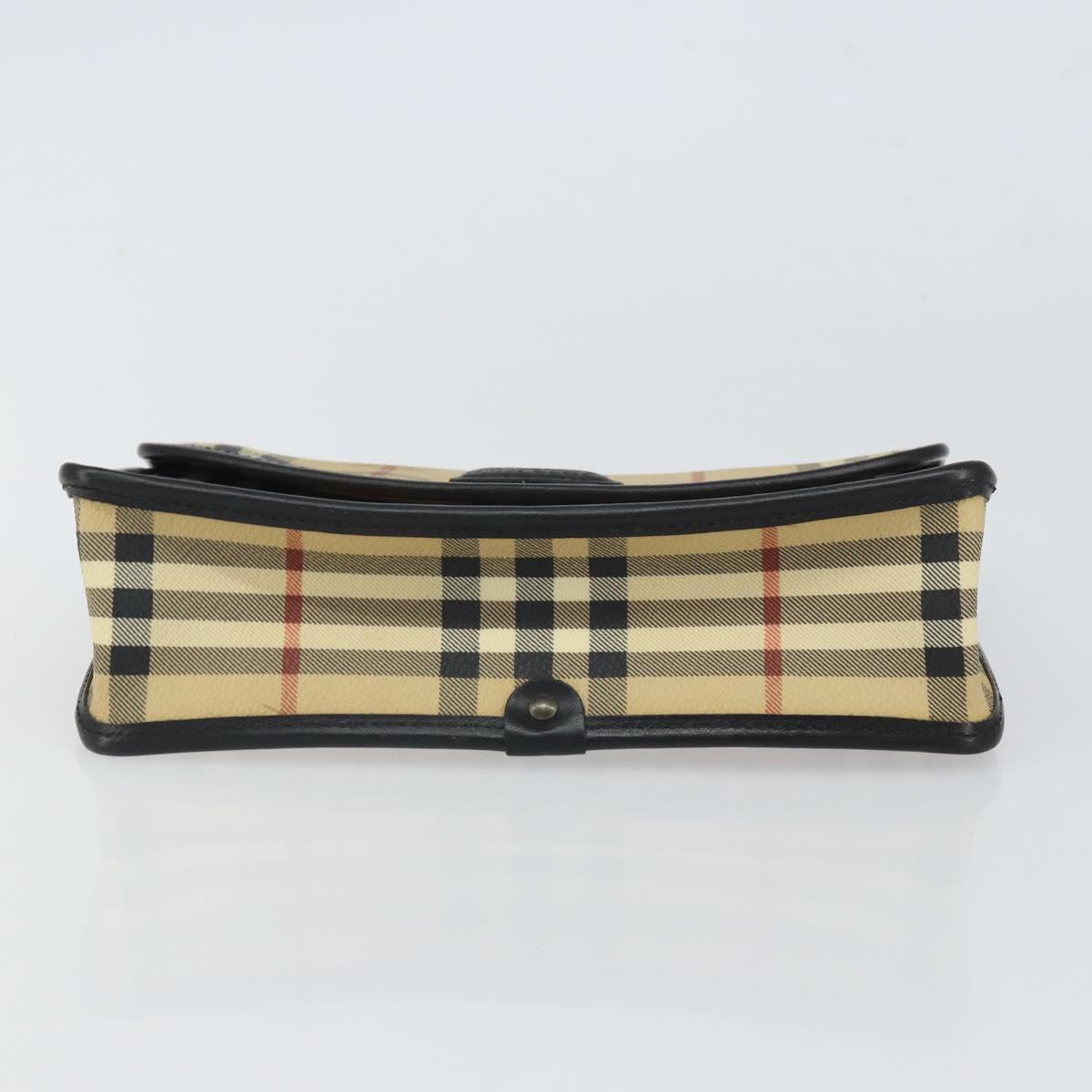 Burberrys Nova Check Clutch Bag PVC Beige Auth mr1890