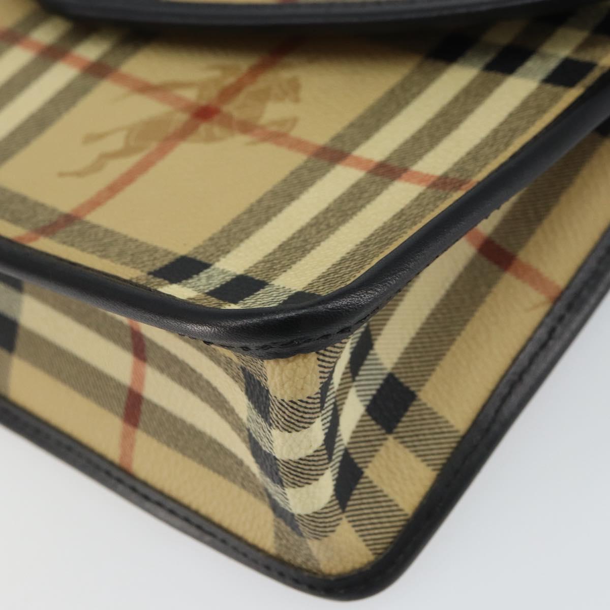 Burberrys Nova Check Clutch Bag PVC Beige Auth mr1890