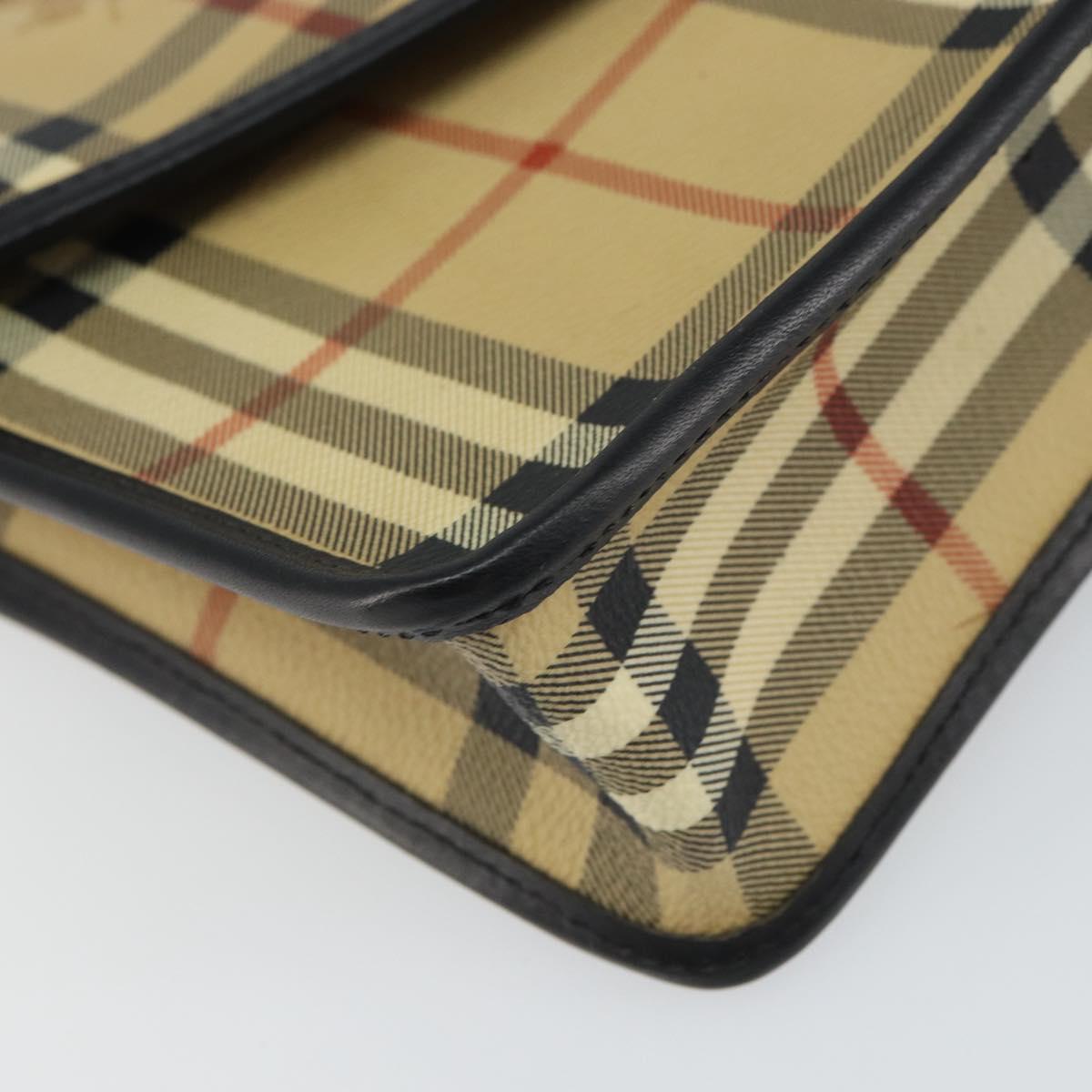 Burberrys Nova Check Clutch Bag PVC Beige Auth mr1890