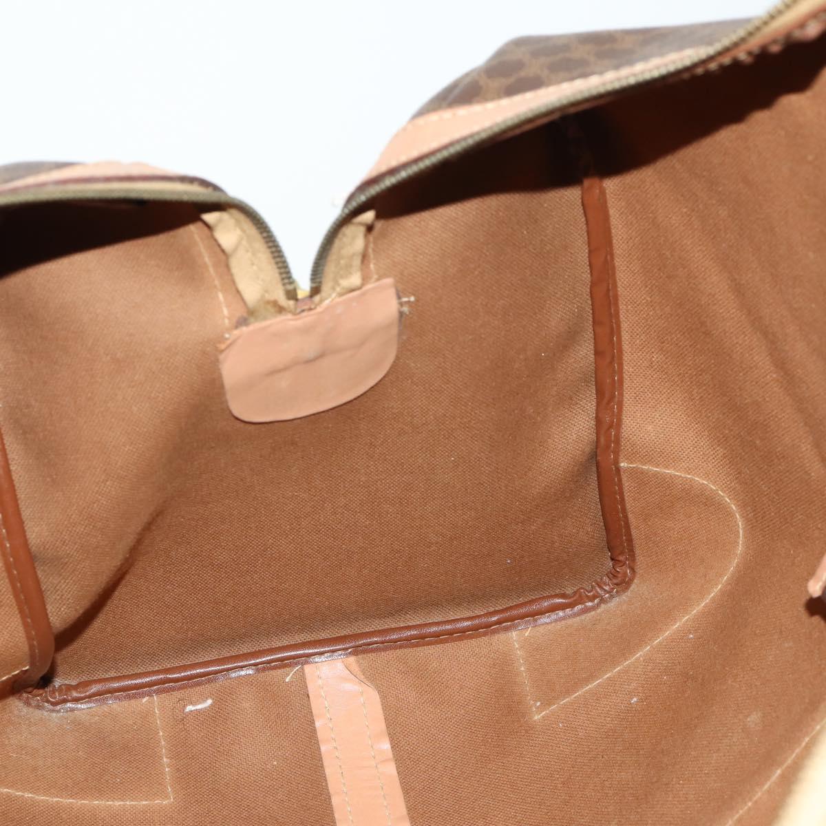 CELINE Macadam Canvas Boston Bag PVC Leather Brown Gold Auth mr1894