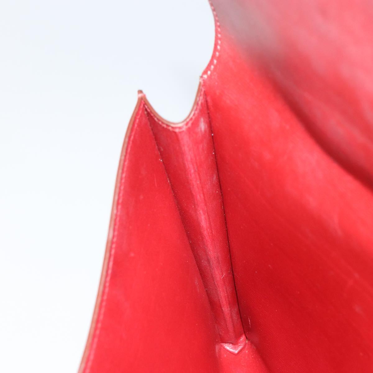 HERMES Clutch Bag Leather Red Auth mr1895