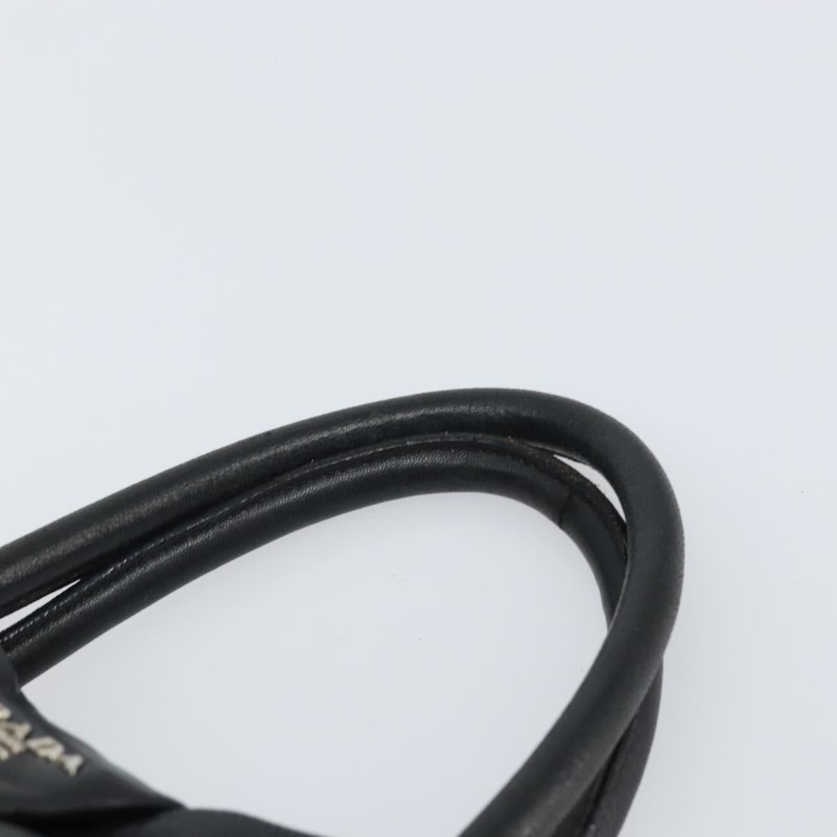 PRADA Ribbon Hand Bag Nylon Leather Black Silver Auth mr1914