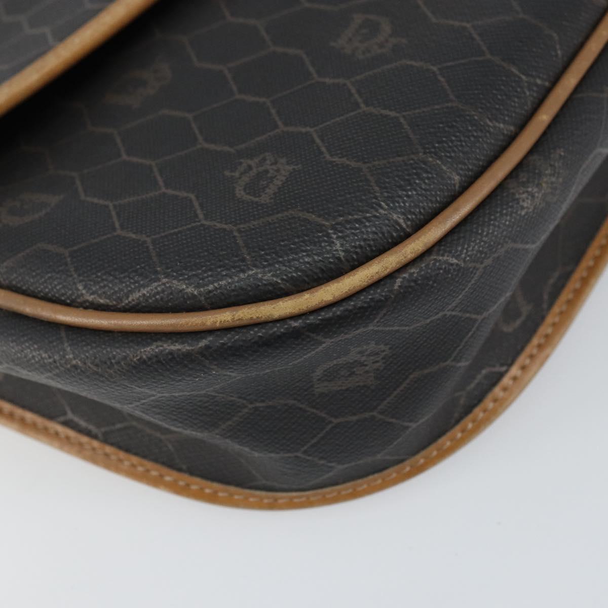 Christian Dior Honeycomb Canvas Shoulder Bag Black Gold Auth mr1916