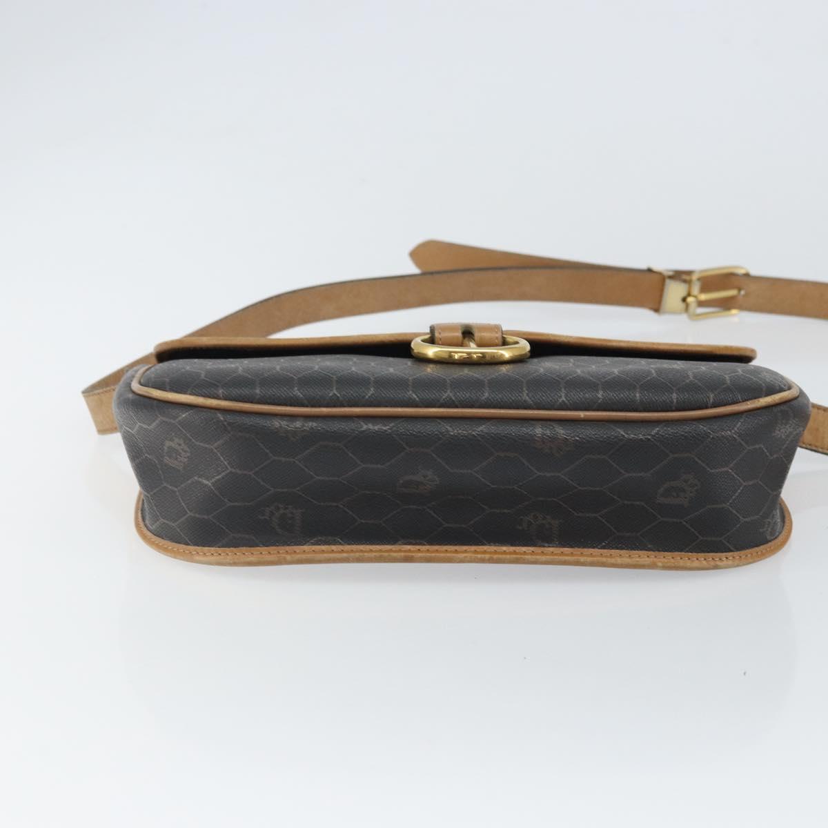 Christian Dior Honeycomb Canvas Shoulder Bag Black Gold Auth mr1916