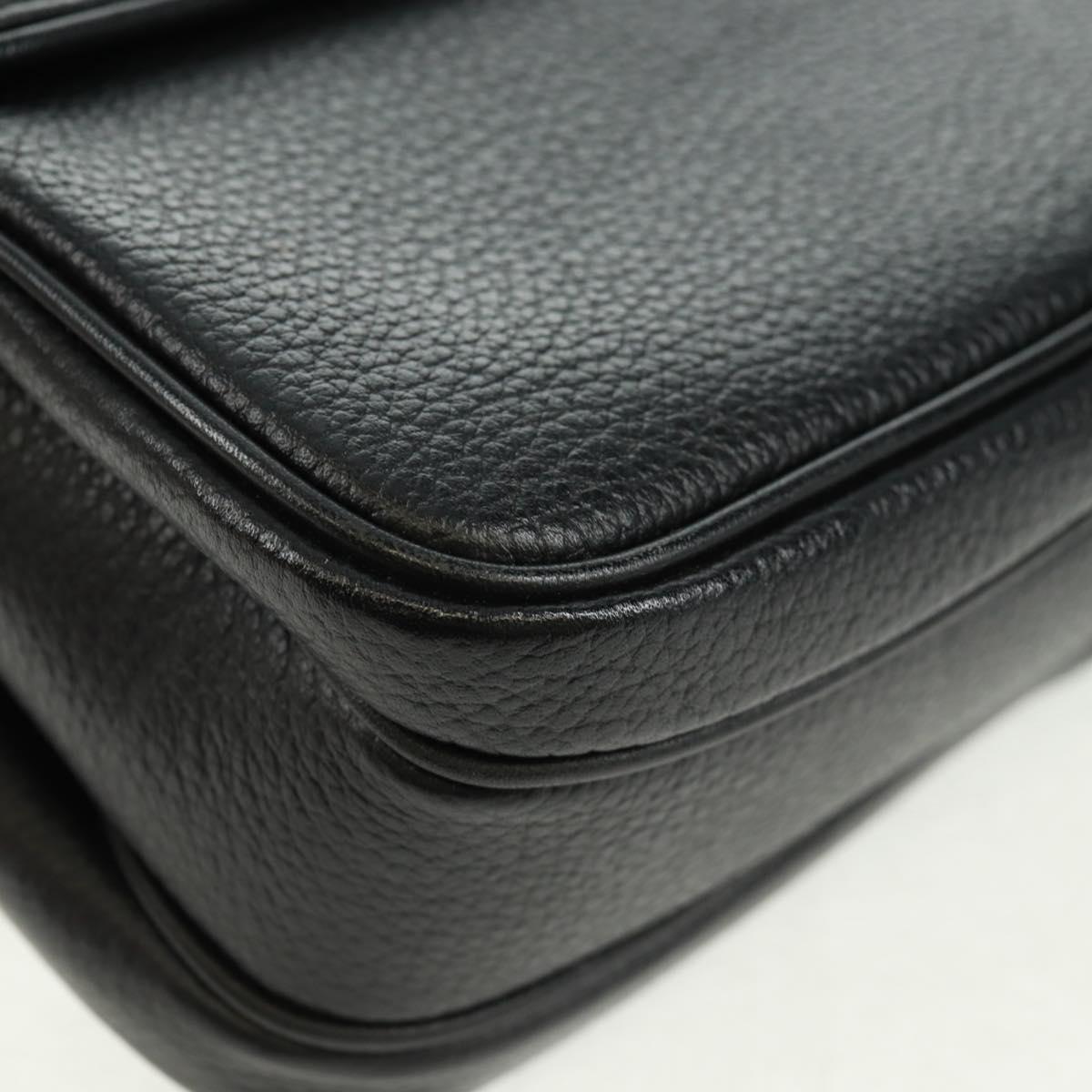 Burberrys Shoulder Bag Leather Black Gold Auth mr1918V