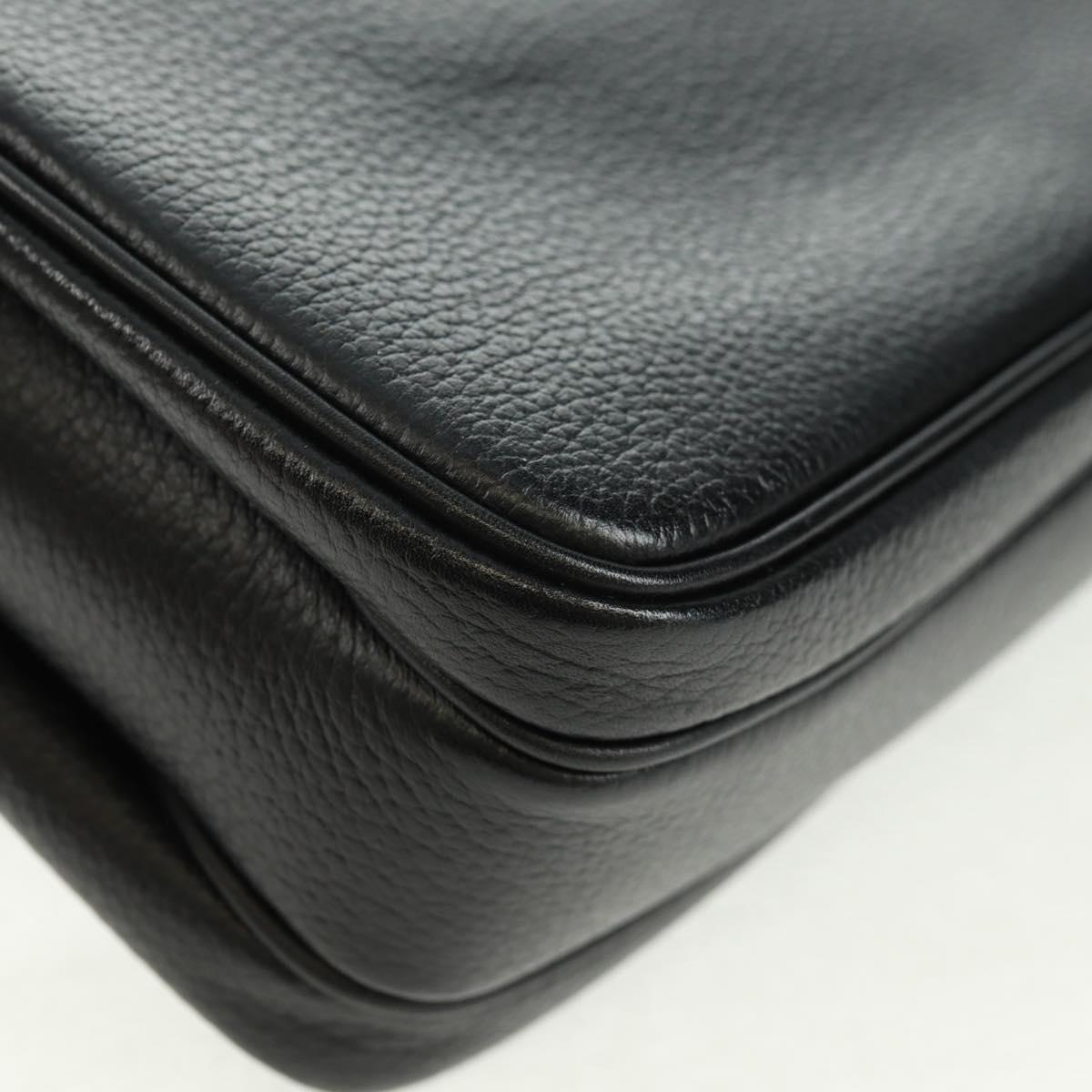 Burberrys Shoulder Bag Leather Black Gold Auth mr1918V