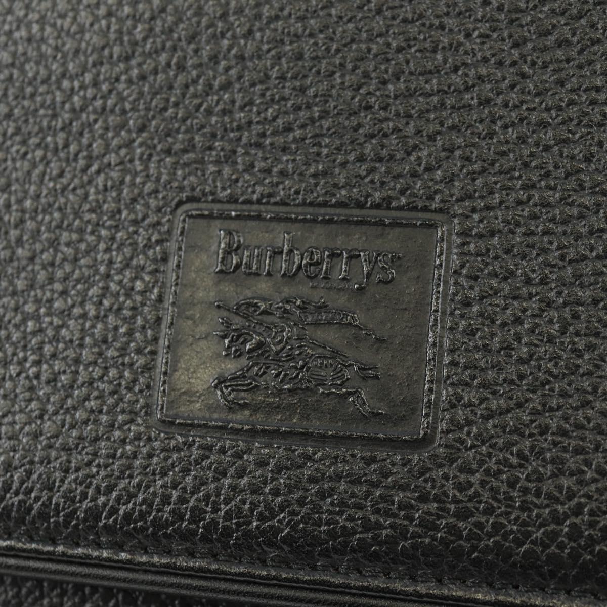 Burberrys Shoulder Bag Leather Black Gold Auth mr1918V