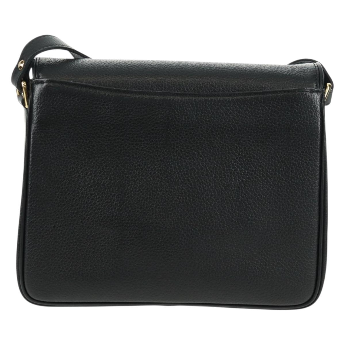 Burberrys Shoulder Bag Leather Black Gold Auth mr1918V