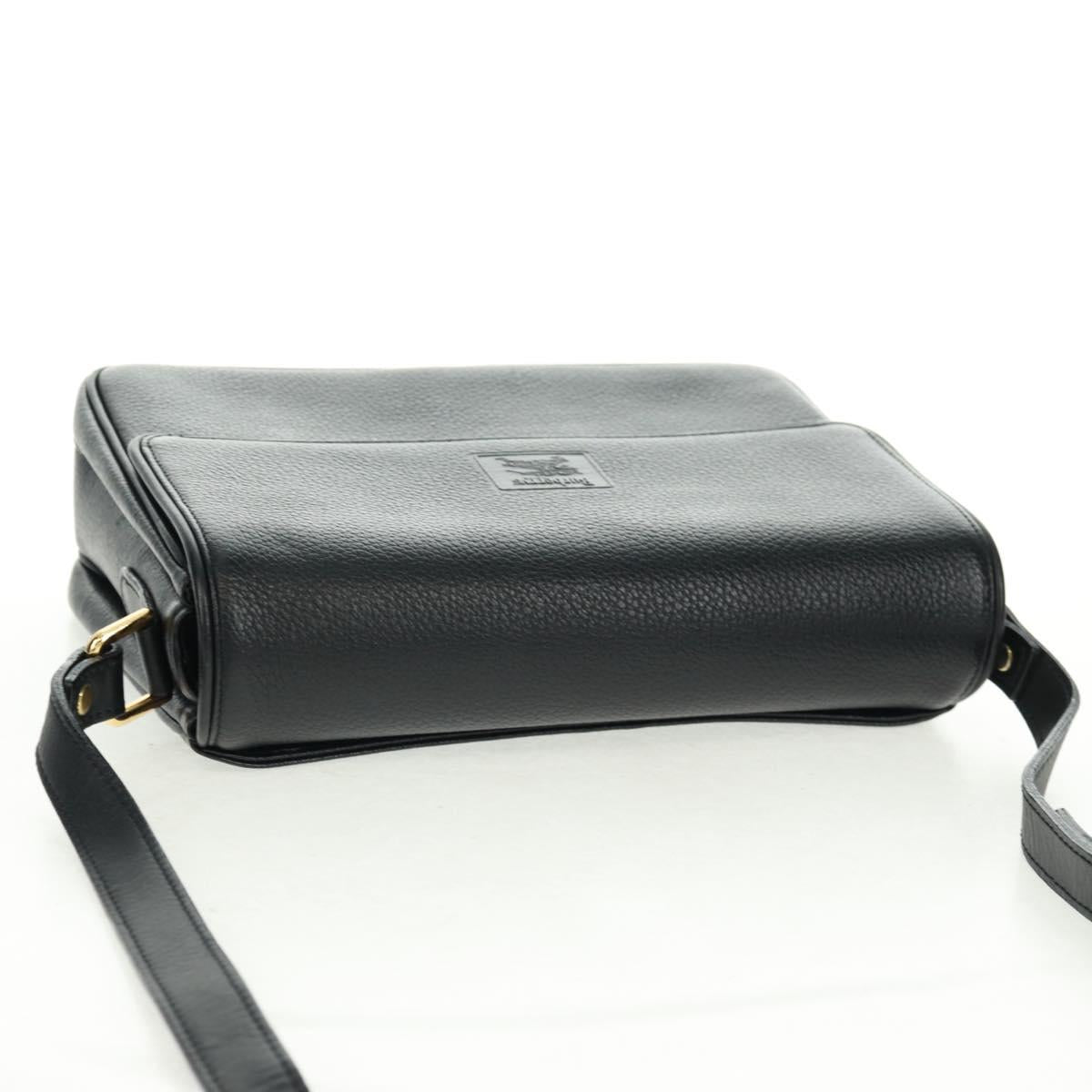 Burberrys Shoulder Bag Leather Black Gold Auth mr1918V