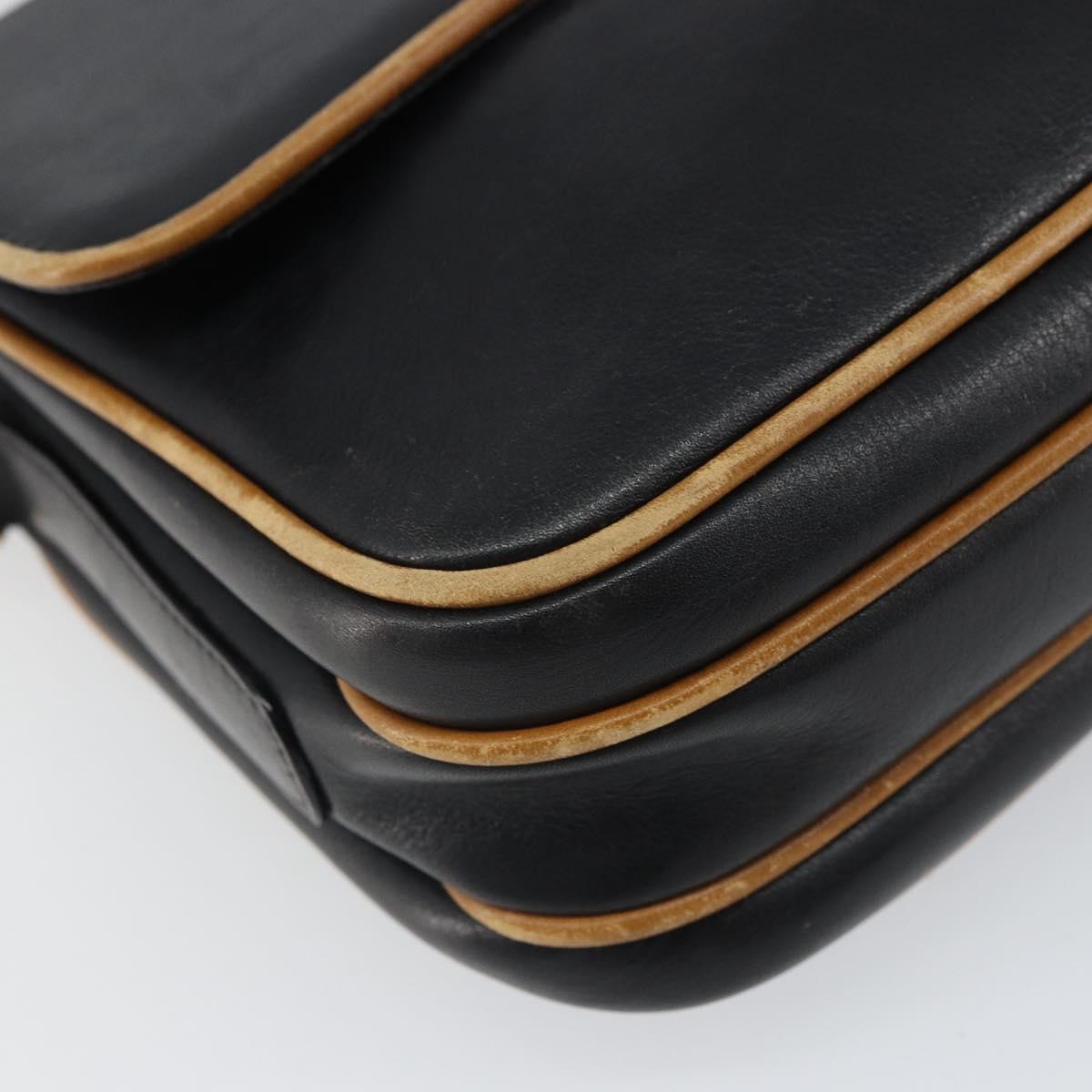 CELINE Shoulder Bag Leather Black Gold Auth mr1919