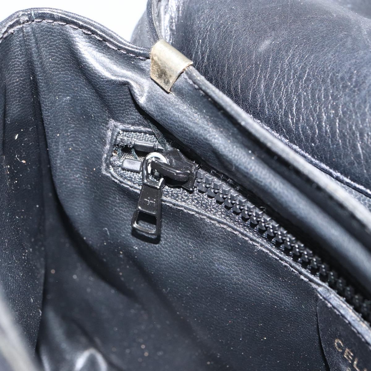 CELINE Shoulder Bag Leather Black Gold Auth mr1919