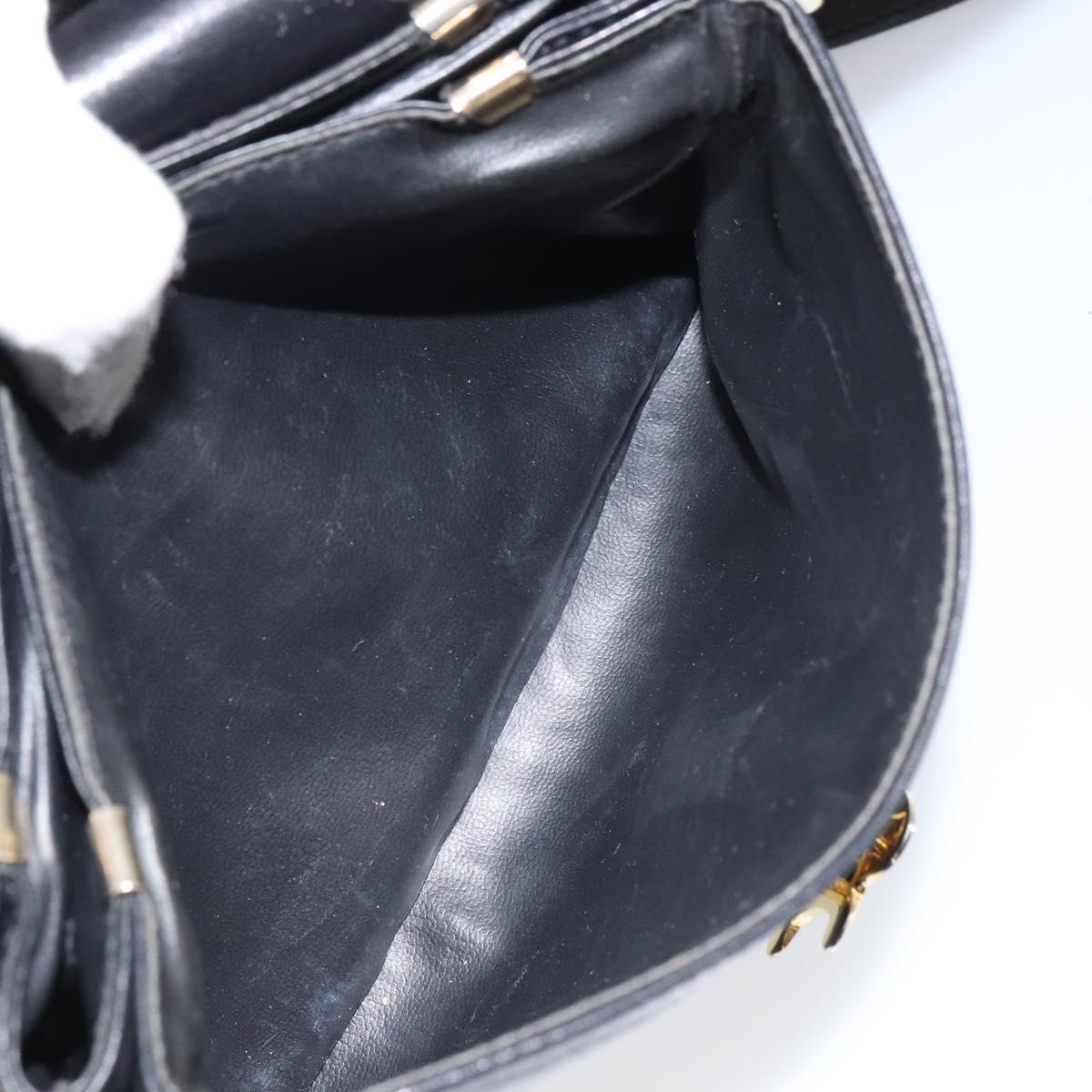 CELINE Shoulder Bag Leather Black Gold Auth mr1919