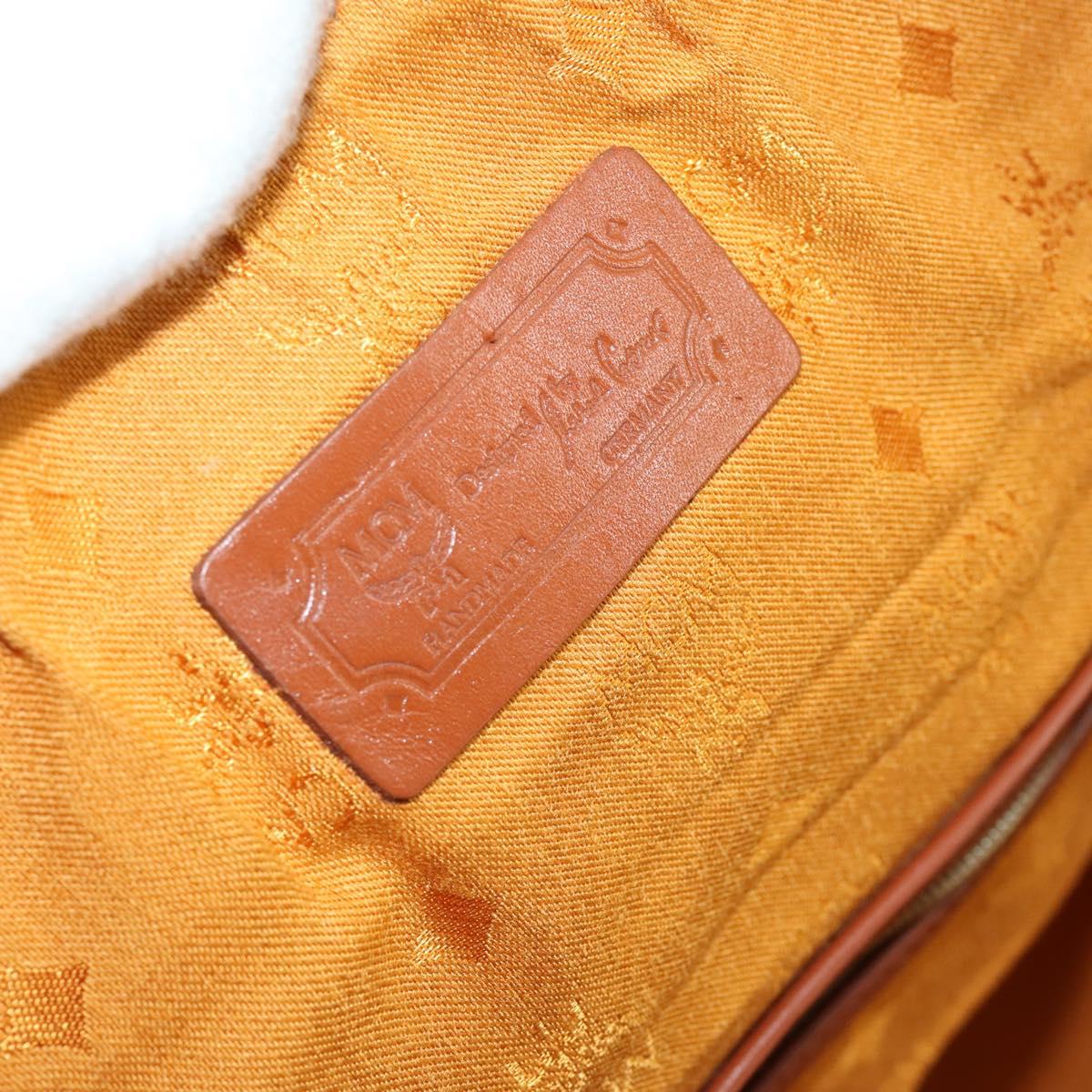 MCM Vicetos Logogram Boston Bag PVC Leather 2way Brown Gold Auth mr1923