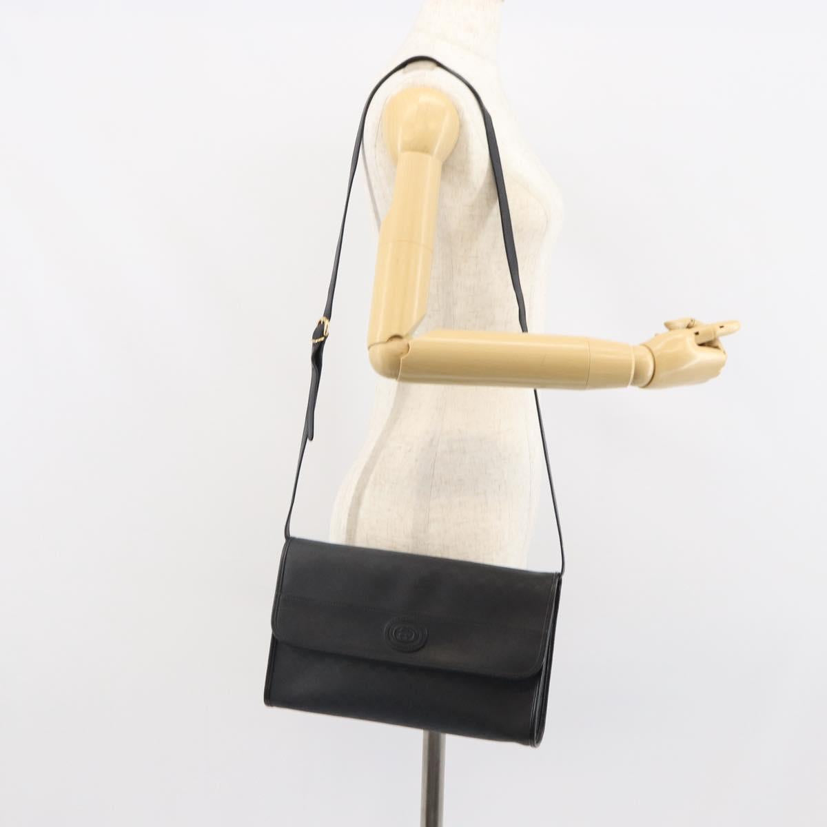 GUCCI Micro GG Supreme Shoulder Bag PVC Black Gold 004 14 0264 Auth mr1924