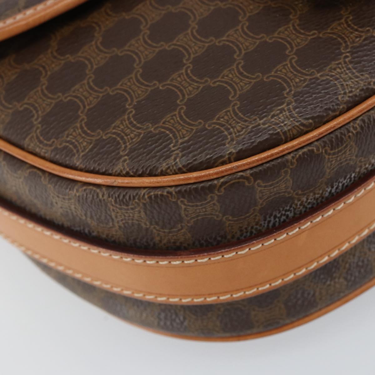 CELINE Macadam Canvas Shoulder Bag PVC Leather Brown Gold Auth mr1926