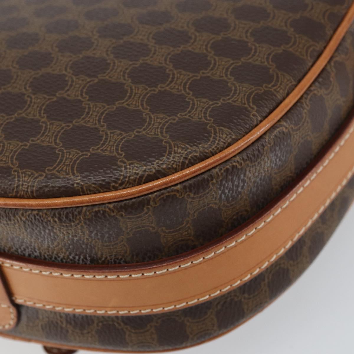 CELINE Macadam Canvas Shoulder Bag PVC Leather Brown Gold Auth mr1926