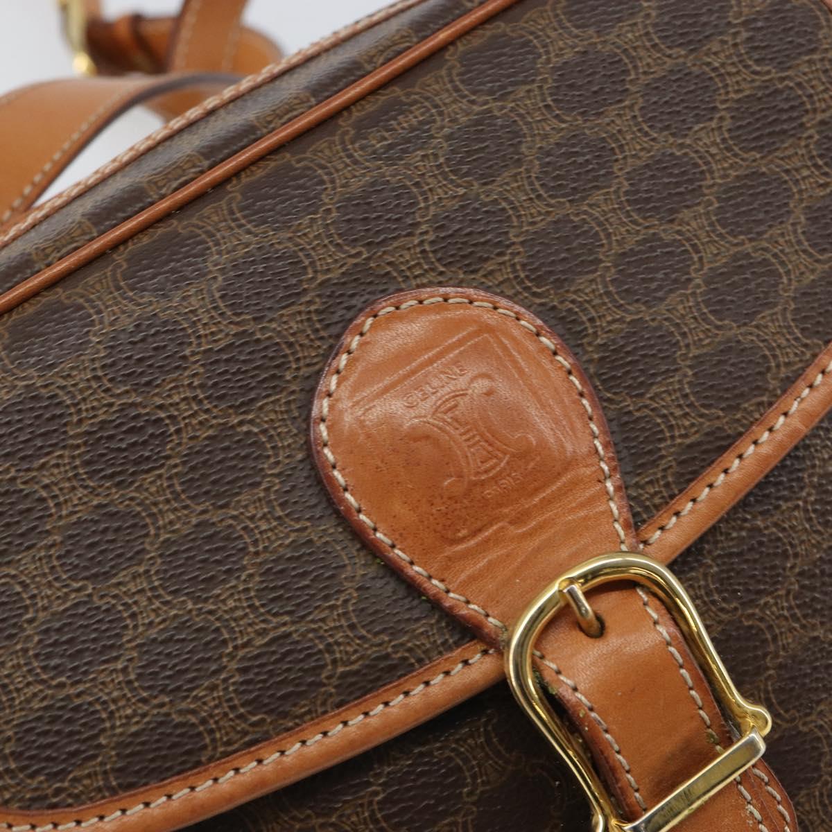 CELINE Macadam Canvas Shoulder Bag PVC Leather Brown Gold Auth mr1926