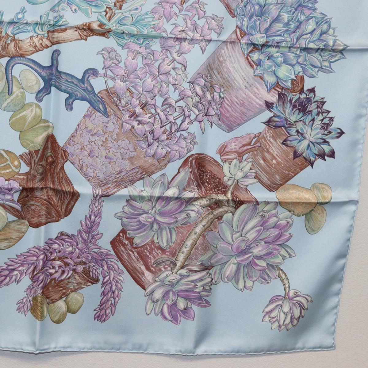 HERMES Carre 90 Scarf Silk Baby Blue Auth mr1935