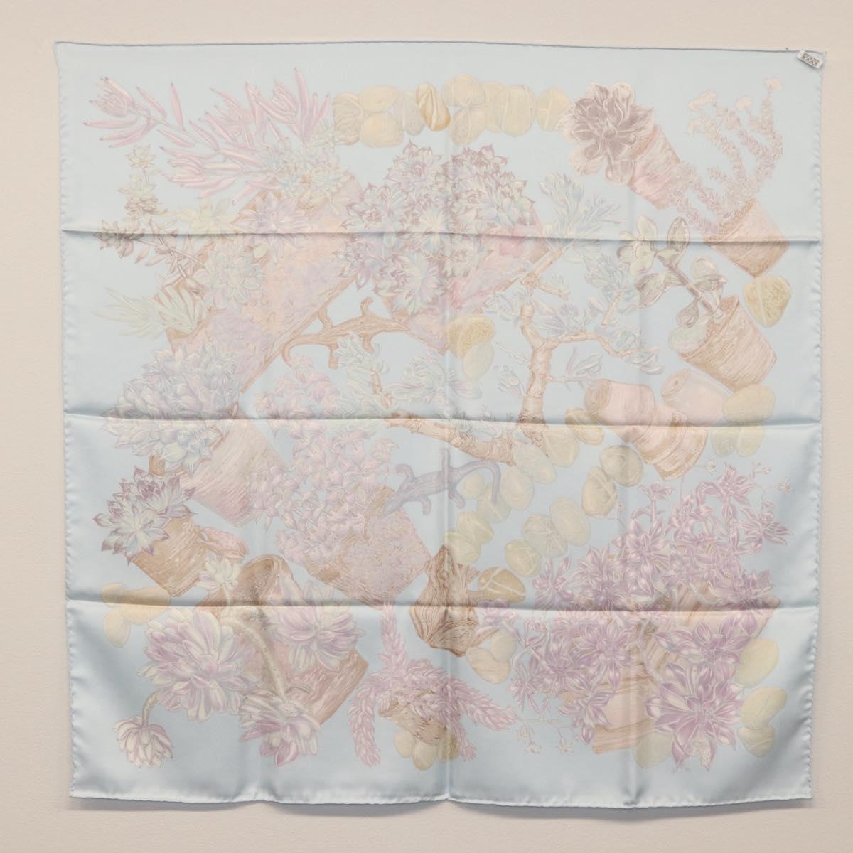 HERMES Carre 90 Scarf Silk Baby Blue Auth mr1935