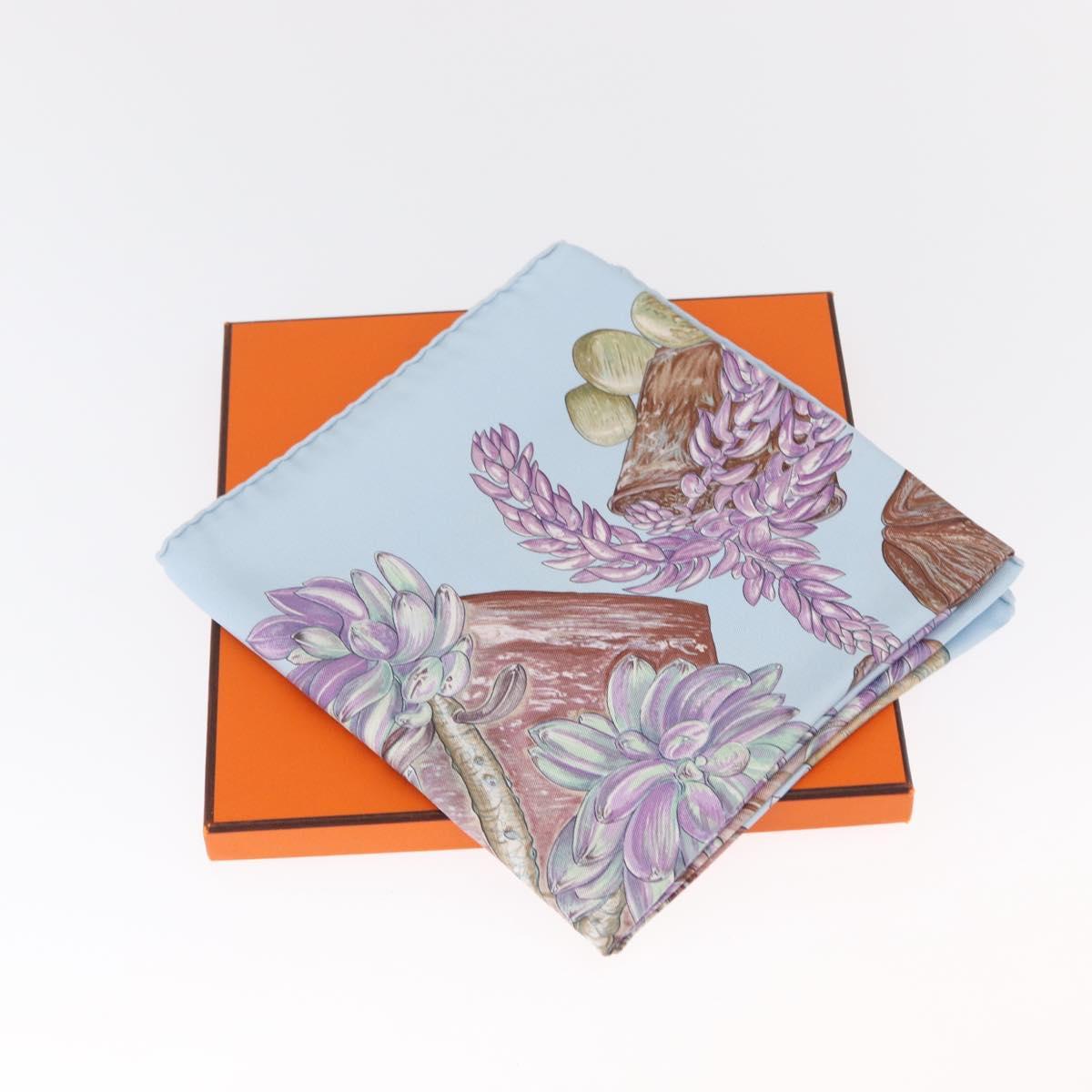 HERMES Carre 90 Scarf Silk Baby Blue Auth mr1935