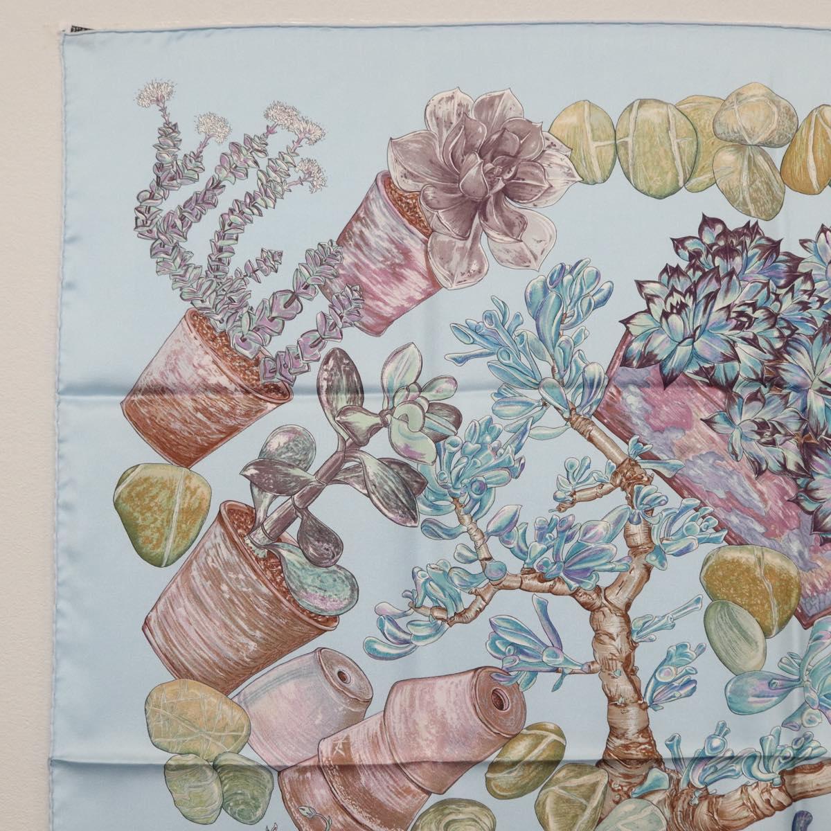 HERMES Carre 90 Scarf Silk Baby Blue Auth mr1935