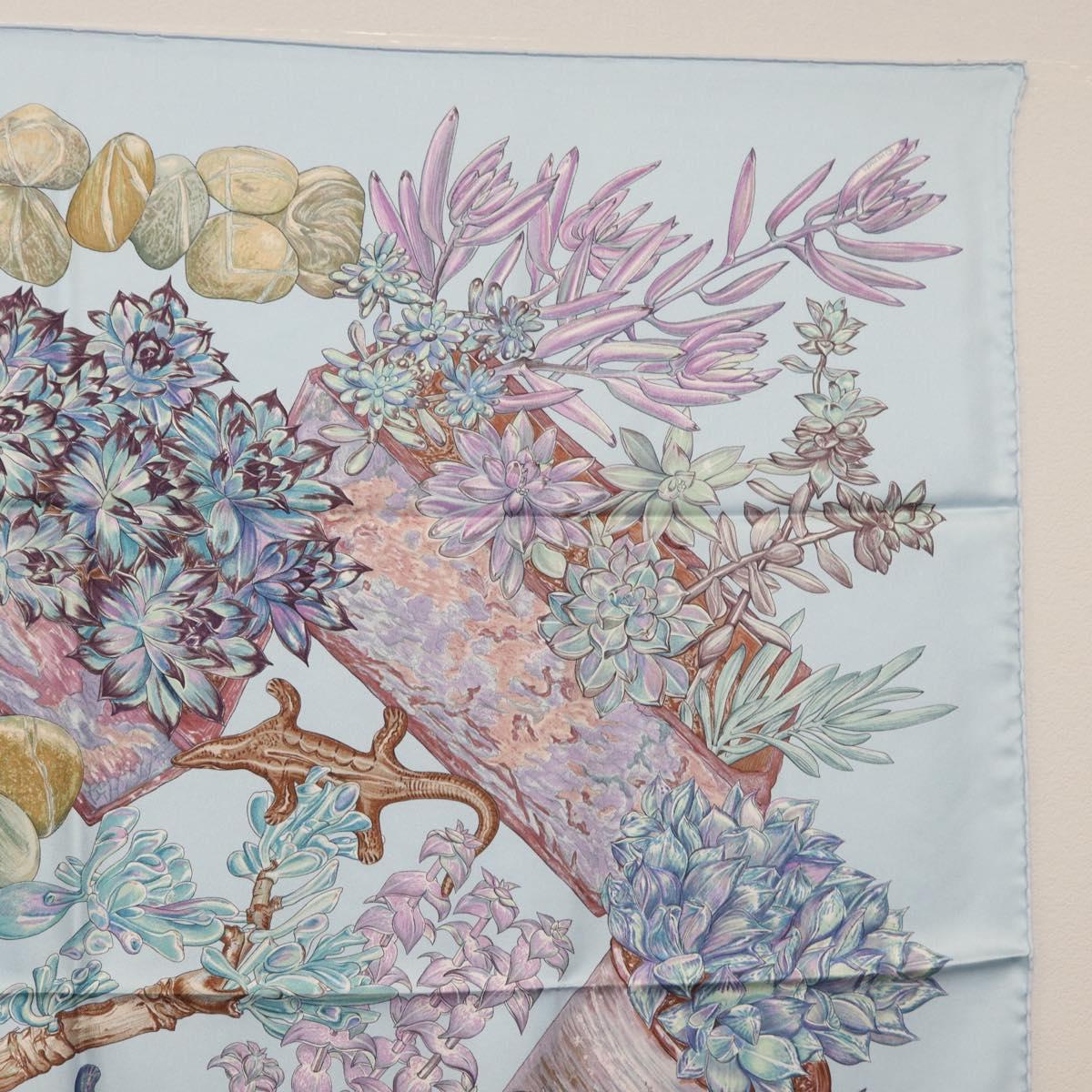 HERMES Carre 90 Scarf Silk Baby Blue Auth mr1935