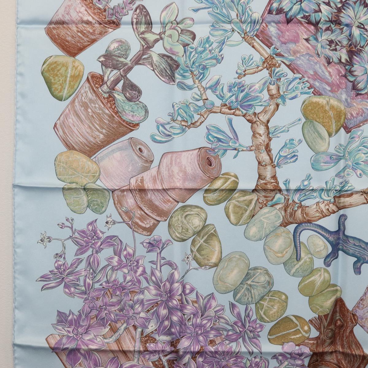 HERMES Carre 90 Scarf Silk Baby Blue Auth mr1935