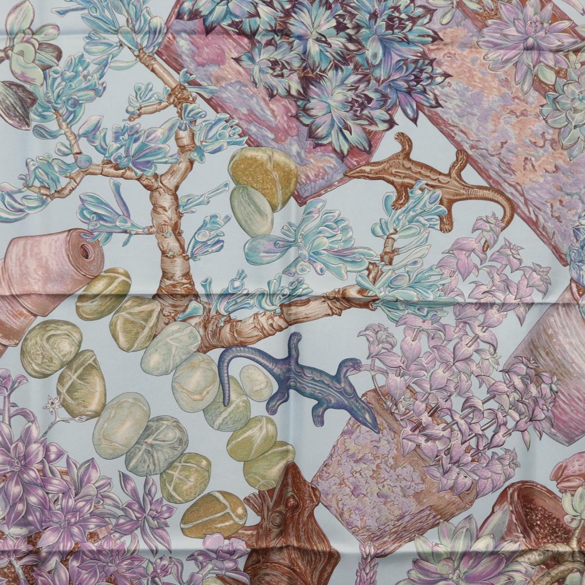 HERMES Carre 90 Scarf Silk Baby Blue Auth mr1935