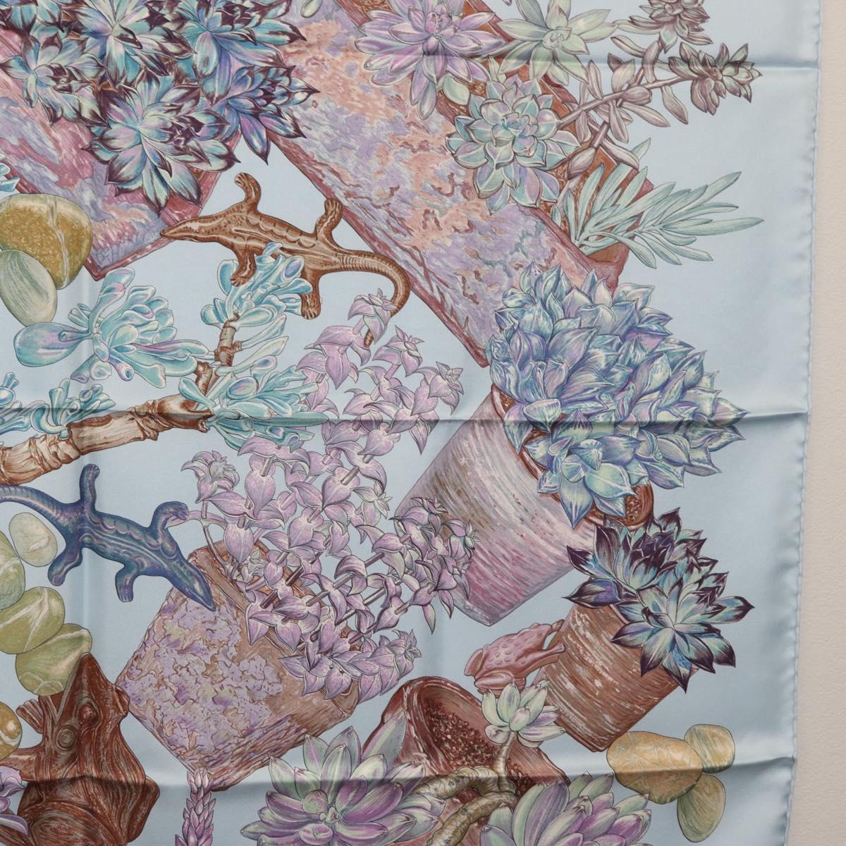 HERMES Carre 90 Scarf Silk Baby Blue Auth mr1935