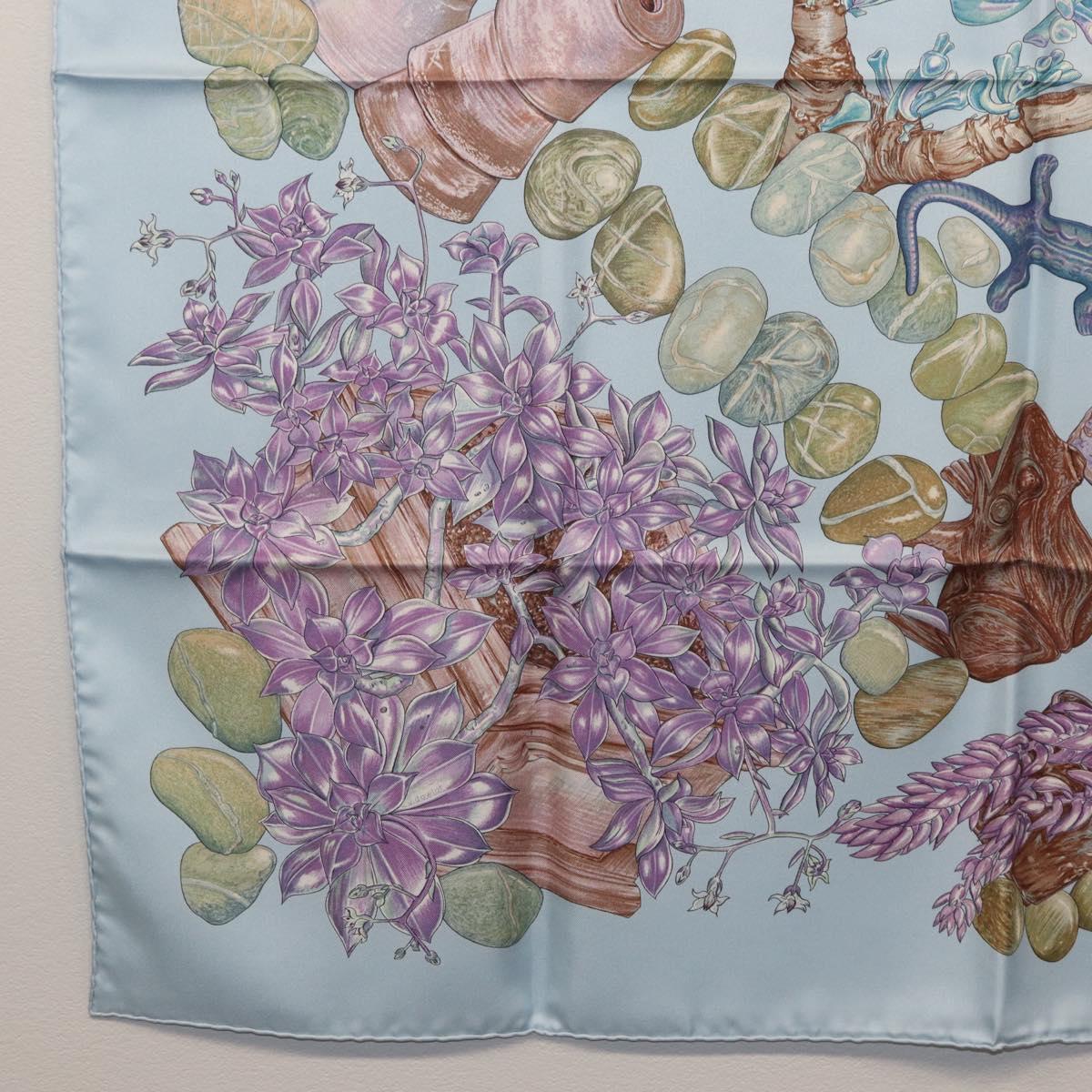 HERMES Carre 90 Scarf Silk Baby Blue Auth mr1935