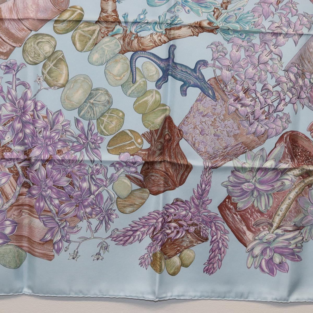 HERMES Carre 90 Scarf Silk Baby Blue Auth mr1935