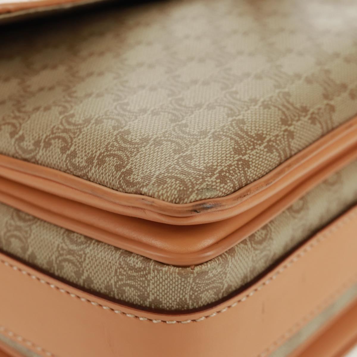 CELINE Macadam Canvas Shoulder Bag PVC Beige Gold Auth mr1938V